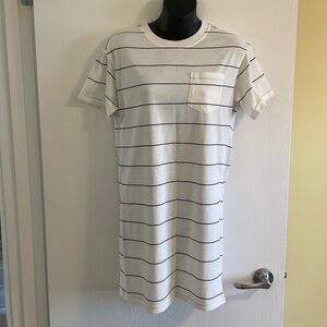 T-Shirt Dress - White with Thin Black Stripes